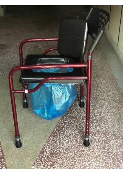 Deri Döşemeli Hasta Tuvaleti Klozeti Sandalyesi Seyyar Tuvalet Kamp Tuvaleti Taşınabilir Tuvalet
