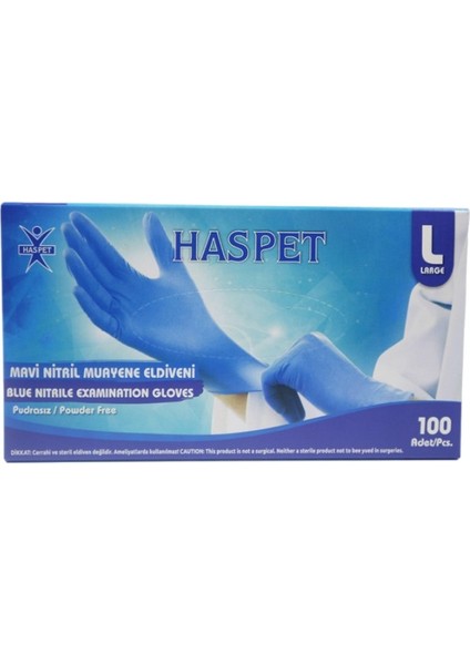 Nitril Eldiven Mavi Renk L Beden