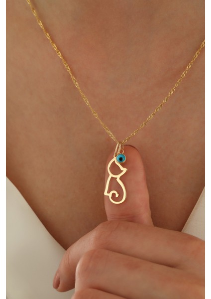 14 Ayar Altın Singapur Zincir Kedi-Göz Kolye modelleri