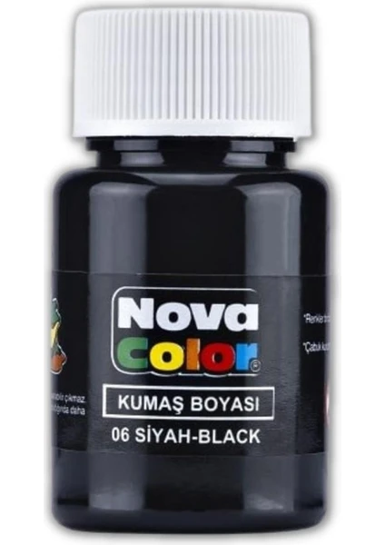 Siyah Kumaş Boyası Tişört Çanta Tekstil Boyası 30 ml 1 Adet Nova Color Kumaş Boyası Siyah 1 Adet