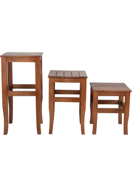 Masif Ahşap Tabure Mini 60CM Ceviz Doğal Kayın Ağacı