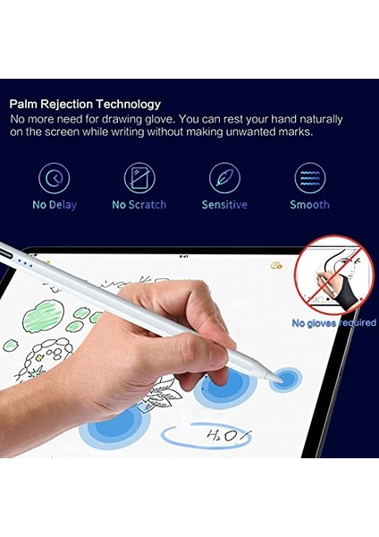 Apple iPad ve iPad Pro  Uyumlu Avuç Içi Reddetmeli Yükseltilmiş Eğitim Hassasiyetli Dokunmatik Yazı Kalemi