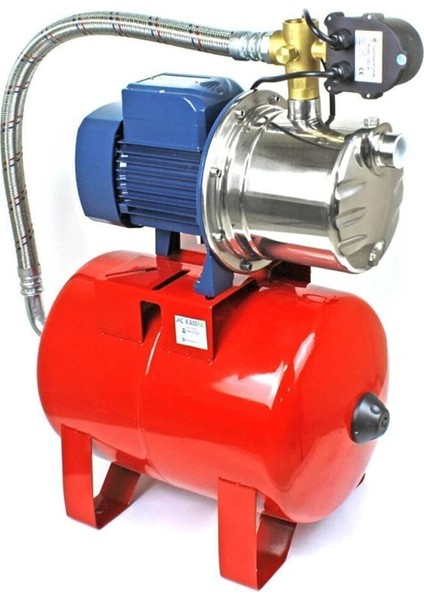 JET750 Bakır Sargı Otomatik Paslanmaz Jet Hidrofor 10KAT 20 Daire 24 Litre Tanklı 70 Metre Dik Atar SC-750