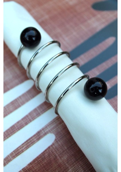 6 Adet Black Silver Steel Peçete Yüzüğü