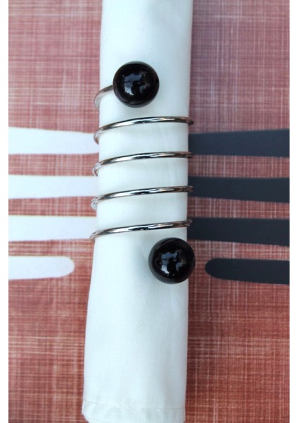 6 Adet Black Silver Steel Peçete Yüzüğü modelleri