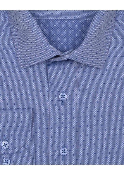 Slim Fit Armür Desenli Mavi Erkek Gömlek fiyatları