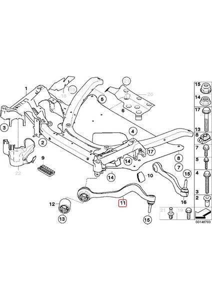 Bmw Uyumlu E60 ve E61 Frow Ön Rotilli Kol Sağ Üst 31104026720