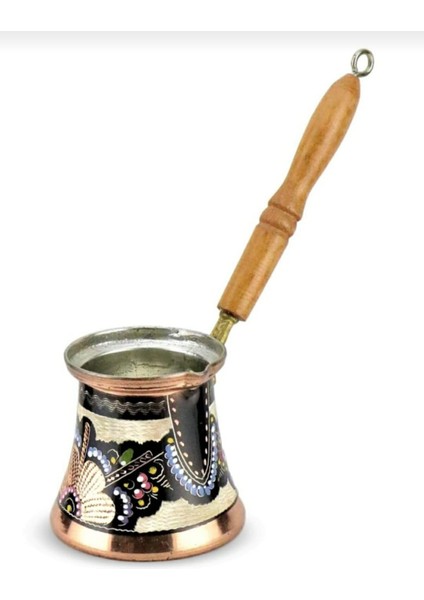 Ahsapsaplıbakır Özel Işlemeli Siyah Cezve ,kahvecezvesi