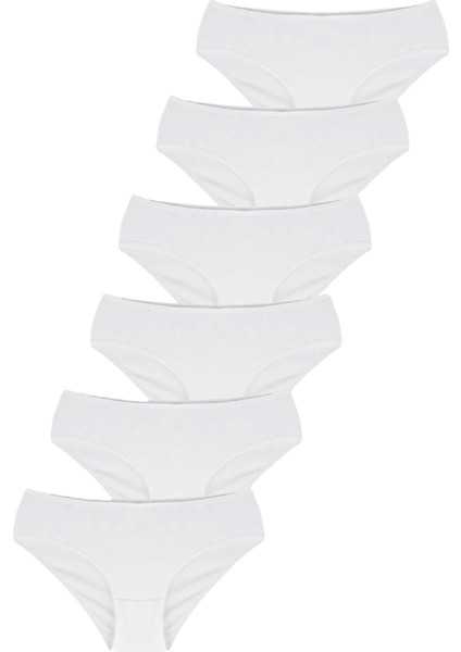 Kadın 6'lı Paket Likralı Beyaz Külot