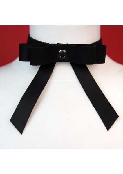 Kadın Fiyonklu Arkadan Bağlamalı Şık Deri Choker Boyun Aksesuar Siyah fiyatları