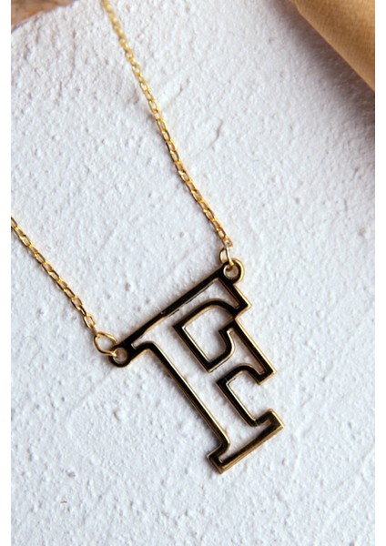 Unisex 925 Ayar Gümüş Altın Kaplama Harfli Kolye