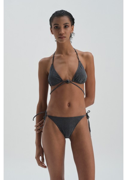 Gümüş Spagetti Bikini Alt