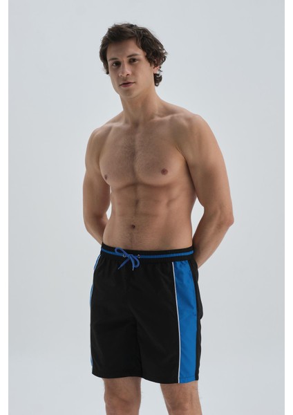 Siyah - Sax Mıcro Orta Parçalı Şort