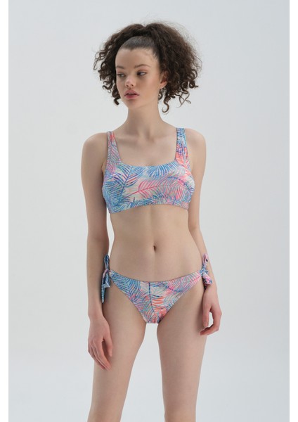 Pembe-Mavi Bağcıklı Bikini Alt
