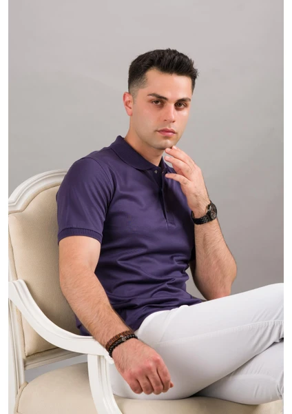 Nehir By Faruk Ülker Polo Yaka Çıt Çıtlı Merserize Süperfine Cotton Erkek T-Shirt