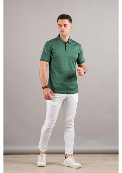 Nehir By Faruk Ülker Polo Yaka Çıt Çıtlı Merserize Süperfine Cotton Erkek T-Shirt