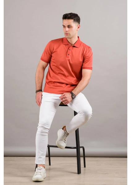 Nehir By Faruk Ülker Polo Yaka Çıt Çıtlı Merserize Süperfine Cotton Erkek T-Shirt