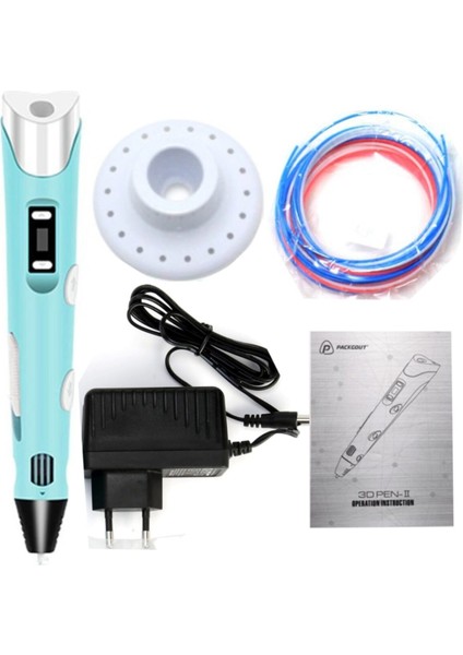 3D Pen Baskı Kalemi - Full Set - Mavi