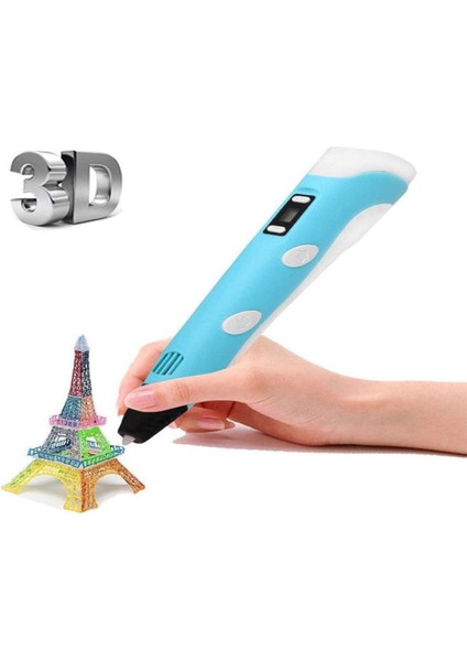 3D Pen Baskı Kalemi - Full Set - Mavi