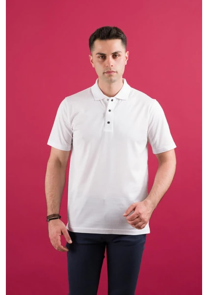 Nehir By Faruk Ülker Polo Yaka Çıt Çıtlı Merserize Süperfine Cotton Erkek T-Shirt