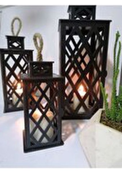 Dekoratif Ahşap Mumluk 3'lü Set fiyatları