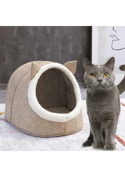 Kedi Köpek Evi Katlanabilir Kedi Evi Köpek Evi 34*40*35 Bej