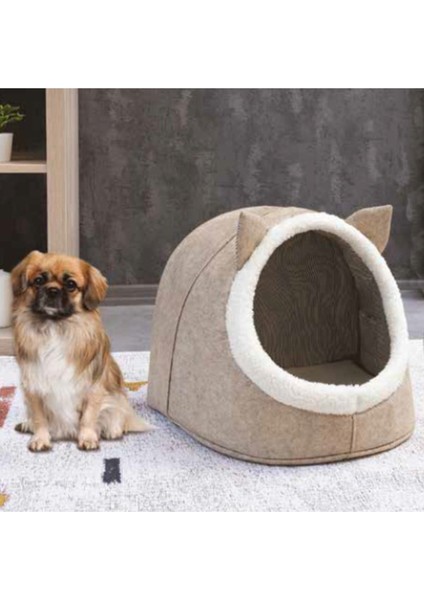 Kedi Köpek Evi Katlanabilir Kedi Evi Köpek Evi 34*40*35 Bej modelleri