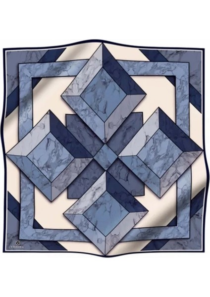 Tivil İpek Eşarp İndigo Desenli Şık Tasarım 90x90 cm Kadınlar İçin fiyatları