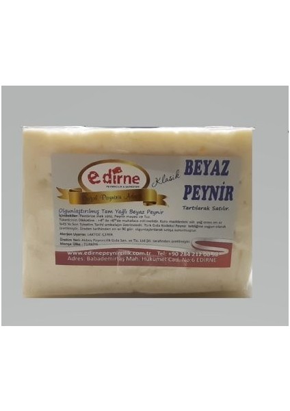 & Şarküteri Tam Yağlı Sert Edirne Beyaz Peyniri 2 kg Vakumlu