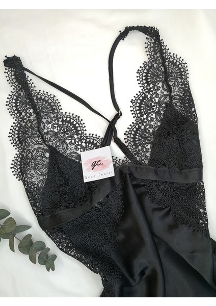 Siyah Saten Gecelik- Sabahlık Set fiyatları