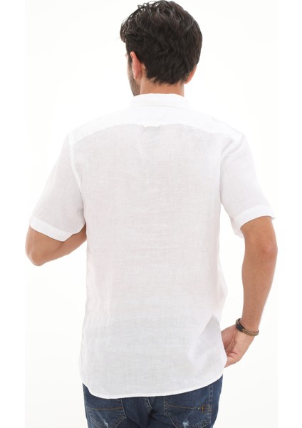 TB0A2DCC1001 Timberlandss Linen Shirt Erkek Gömlek Beyaz