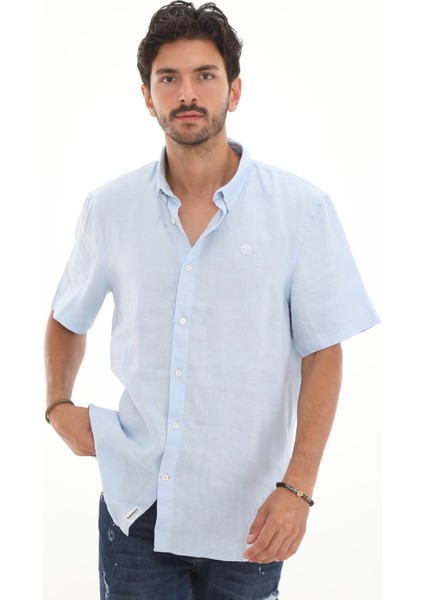 TB0A2DCC9401 Timberlandss Linen Shirt Erkek Gömlek Açık Mavi