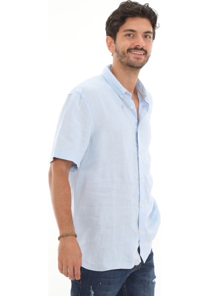 TB0A2DCC9401 Timberlandss Linen Shirt Erkek Gömlek Açık Mavi