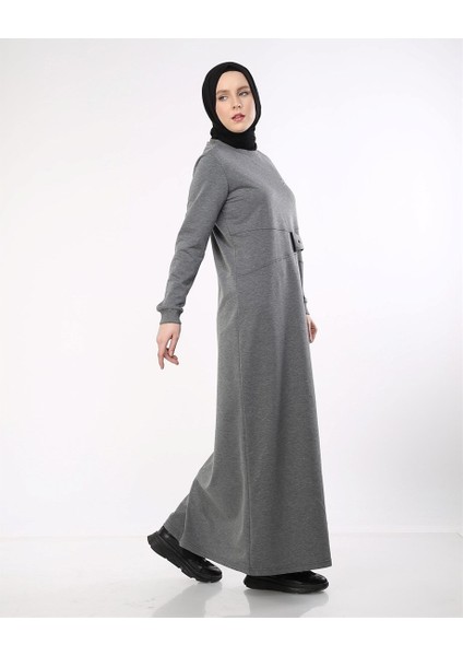 Taş Baskılı Elbise Antrasit (9322-0103)