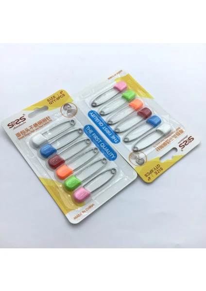 Erdal Ticaret Çengelli Iğne Plastik Başlı Karışık Renkli ( 1 Paket 6 Ad ) Bebek Iğnesi