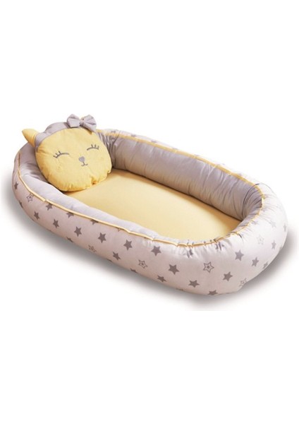 Anne & Baba Yanı Yatağı Baby Nest Lüx Cute Cat Sarı