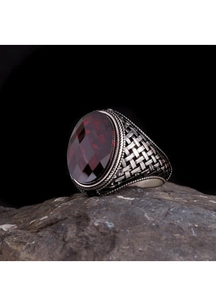 Hasır Model Zirkon Taşlı 925 Ayar Gümüş Erek Yüzük