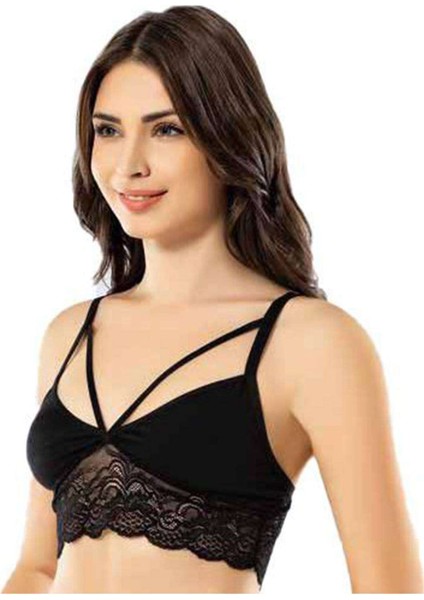 2 Adet Siyah Tül Modelli Dantelli Büstiyer
