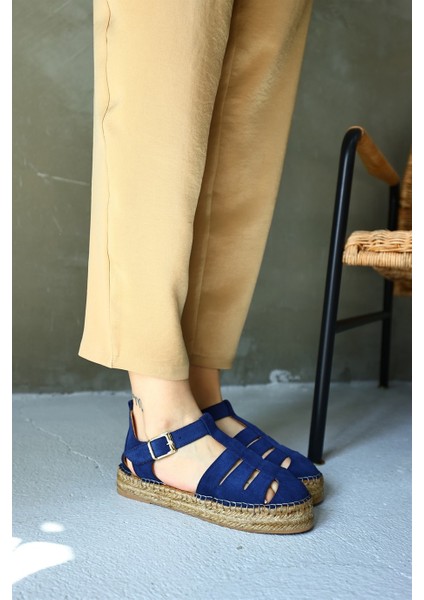 Daisy Kot Mavi Süet Hakiki Deri Kadın Espadril Sandalet modelleri