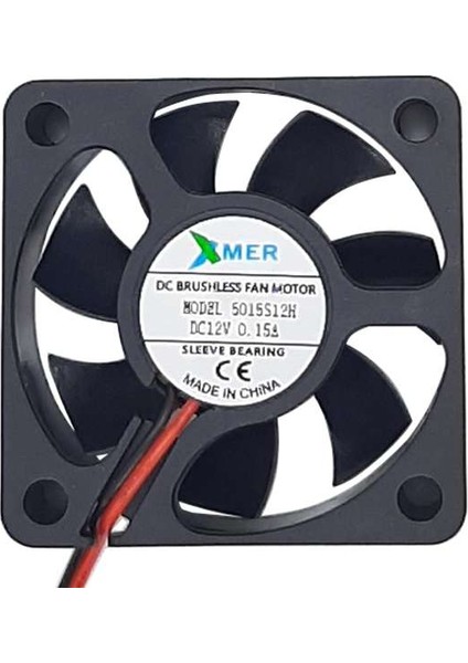 50x50x15mm 12V 0.15A 2 Kablolu Fan