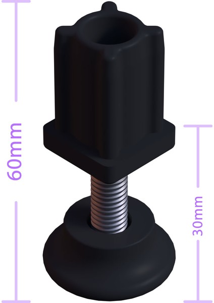 Ayarlı Vidalı Plastik Profil Rotil Ayak 20x20 mm