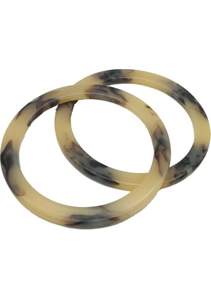 15CM Yuvarlak Akrilik Vizon- Bej Mermer Desen Çanta Sapı