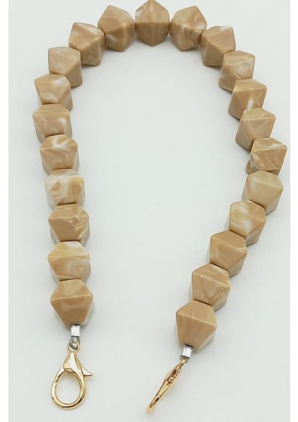 Akrilik Sekizgen Boncuklu Vizon Renk 50 cm Çanta Sapı