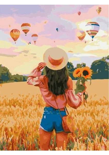Yaz Güneşi Sayılarla Boyama SETI (40X50 cm Tuval Şasesine Gerili)