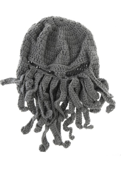 Unisex Sakal Şapka Örgü Beanie Kış Sıcak Ahtapot Şapka Rüzgar Geçirmez Komik Açık Gri(Yurt Dışından) fırsatları