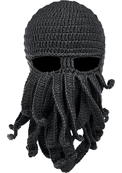 Unisex Sakal Şapka Örgü Beanie Kış Sıcak Ahtapot Şapka Rüzgar Geçirmez Komik Koyu Gri(Yurt Dışından) fiyatları