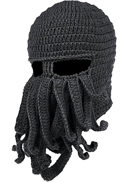 Unisex Sakal Şapka Örgü Beanie Kış Sıcak Ahtapot Şapka Rüzgar Geçirmez Komik Koyu Gri(Yurt Dışından) modelleri