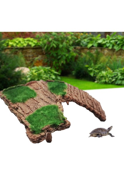 Reçine Kaplumbağa Terrapin Dock Kaplumbağa Rampa Habitat Dekor ile Tesking Platformu 21.5X7X6CM B (Yurt Dışından)