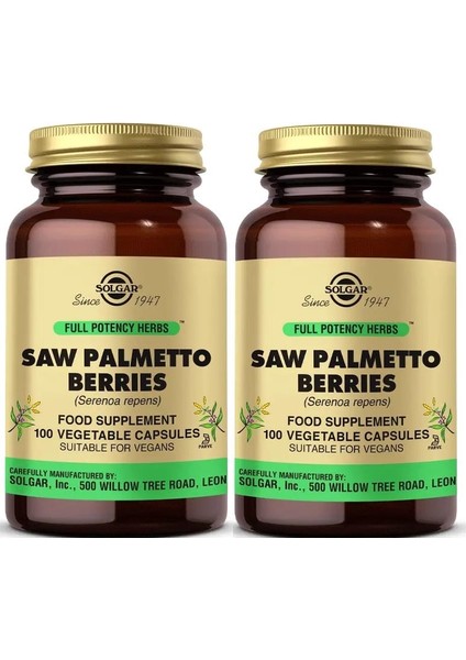Saw Palmetto Berries 100 Kapsül 2 Adet