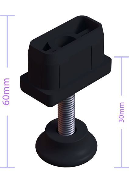 Ayarlı Vidalı Plastik Profil Rotil Ayak 20x40 mm